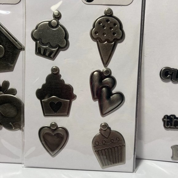 Metal Charms Paper Crafts Card Making Scrapbook Words Butterfly Bird Cupcake - Picture 2 of 10